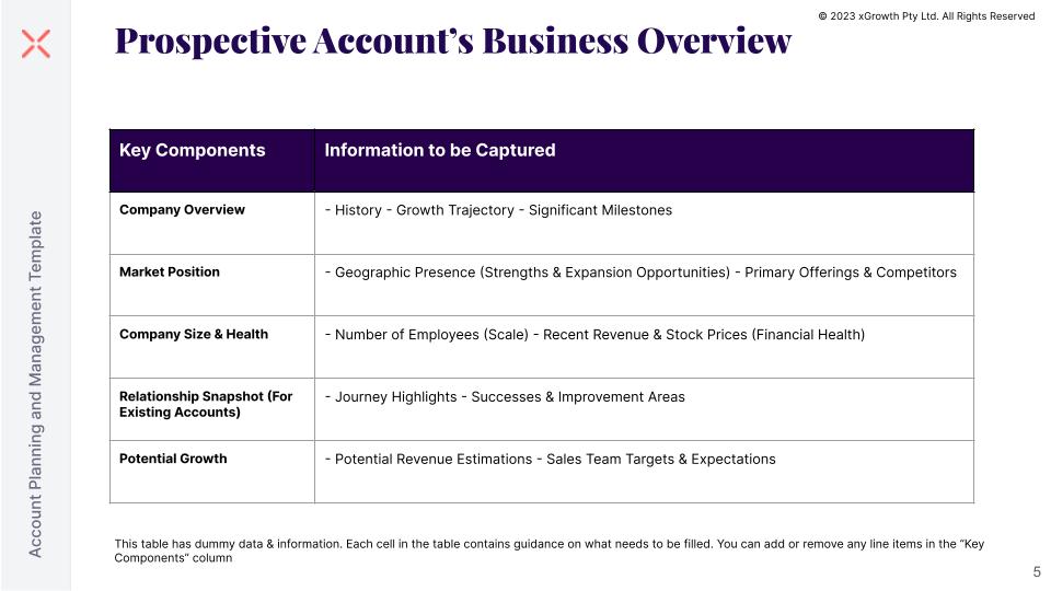Prospective Account’s Business Overview